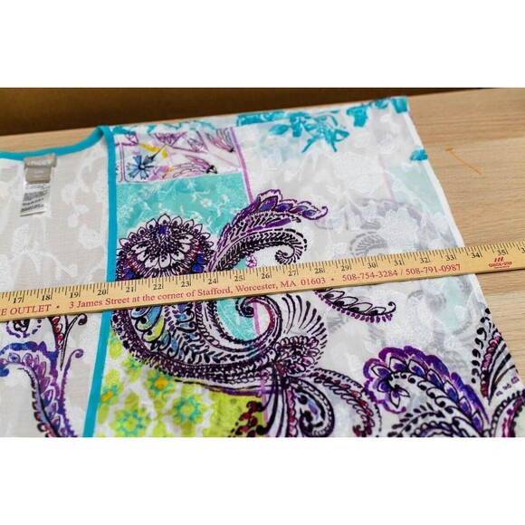 Chico's S/M blue floral multi color lightweight kaftan kimono coastal grandma - Picture 6 of 7